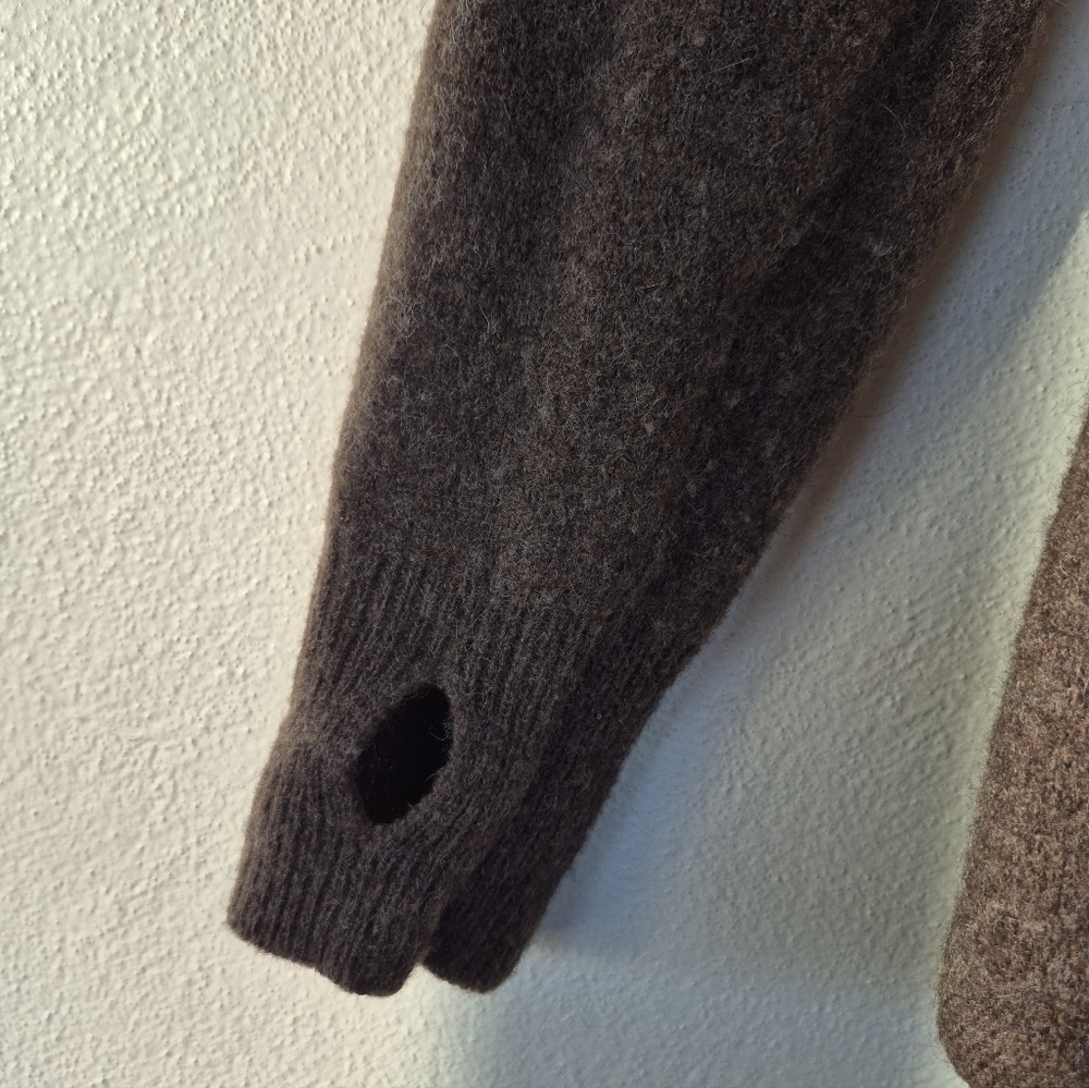 Alpaca / Wool Betabrand Brown Hooded Wrap Sweater - Picture 7 of 11